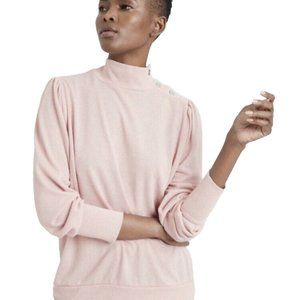 Balloon Sleeve Sweater Mock Turtleneck Pink Banana Republic Factory Size Small
